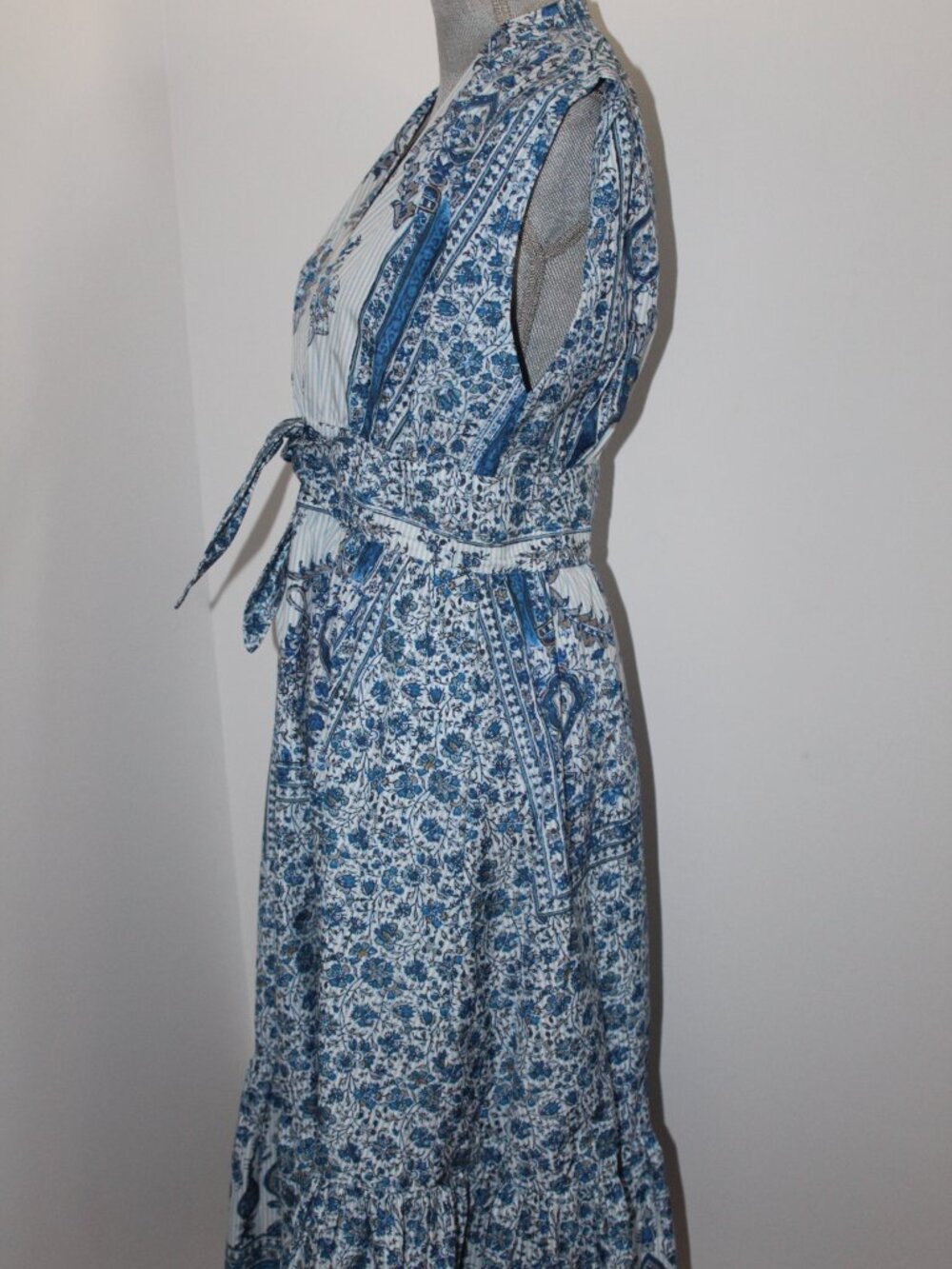 NWT Kobi Halperin Ali Tie Front Midi Ivory Multi Dress XL M - Picture 5 of 6
